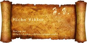 Hicke Viktor névjegykártya